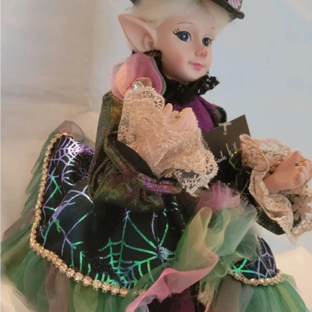 16” Halloween Elf Doll Mantel Shelf Decor Butterfly Rhinestones by Nicole Miller